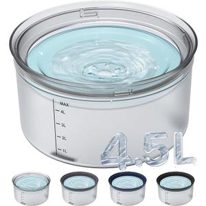 Decflow 1.2Gallon Dog Water Bowl No Spill, 4.5L Large Capacity Spill Proof Dog Bowls with Transparent Floating Disk, No Splash Slow Drinking Dog Bowl for Sloppy Messy Drinkers (Clear)