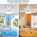 17.7" Socket Fan Light, 3000 Lumens Small Ceiling Fans with Lights and Remote, E26/E27 Light Bulb Fan with Reversible Motor, Dimmable 3000K-6500K Light Socket Fan for Bedroom Kitchen Garage, White