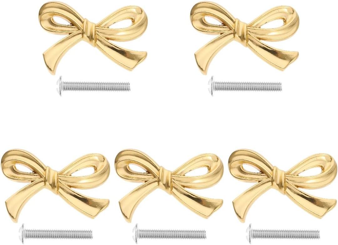 Angoily Closet Door Knobs Pull, 5pcs Bow Shape Furniture Knob Drawer Cupboard Pulls Handle for Home Kitchen, Wardrobe Cabinet Knobs, Antique Cabinet Knobs Vintage Dresser Knob