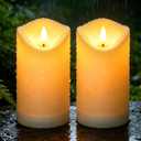 Solar Garden Decor for Outside-Solar Candles Outdoor Waterproof, Flameless LED Candles Rechargeable, Solar Powered Candles Dusk to Dawn for Patio Lantern Garden Table Decorations, Set of 2, 3.25" x 6"