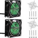 2pcs Computer Fan with AC Plug, 120mm x 25mm EC Axial Fan AC 110V 115V 120V 220V 240V, Brushless Cooling Fan with Dual Ball Bearings for Desktop DIY Cooling Ventilation Projects