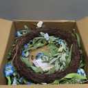 Spring Wreaths for Front Door, 24 Inch Spring Door Wreath with Blue White Wildflower, Spring Wreath for Farmhouse Outdoor Porch Home Wall