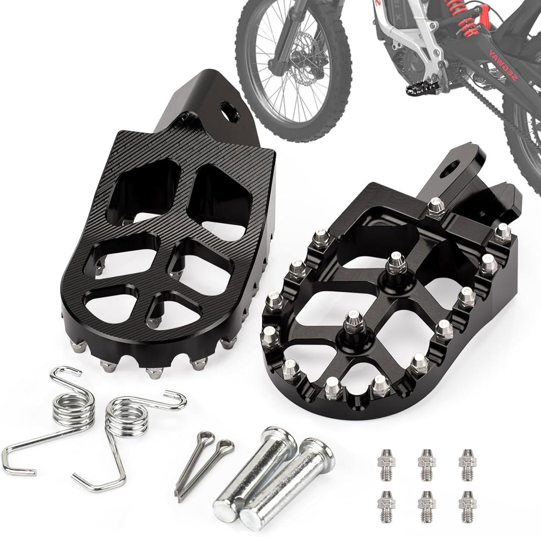 XINGWU Dirt Bike Foot Pegs for Surron Light Bee X/S E-Ride Pro SS/SR/S Talaria Sting MX3/R MX4 Segway X160/X260 CRF150F 230F 250F Electric Dirt Bike Foot Peg Rests (Black)