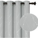 BUHUA Beige Blackout Curtain Panels, 84 Inches Long, Set of 2 - Thermal Insulated Curtains, Light Blocking Curtains with Floral Pattern (52 x 84 Inch Length, Beige, 2 Panels)