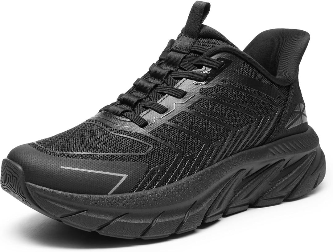 Women's Slip On Walking Shoes Running Comfortable Tennis Breathable Non Slip Athletic Gym Workout Cross Training Fashion Sneakers (9.5 Wide, All Black)