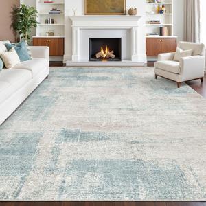zesthome Washable Rug 8x10, Modern Abstract Rugs for Living Room, Ultra Soft 8x10 Area Rugs, Stain Resistant Rugs for Bedroom, Ultra-Thin Large Rug Foldable (Blue, 8'x10')