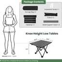 2 Pack Portable Camping Table Foldable, Ultralight Small Folding Beach Table with Carry Bag for Outdoor Travel, Beach, Camp, Picnic, BBQ, Cooking, Festival, Boat, Home Use (Black-S)