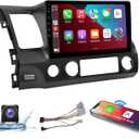 Naifay Car Radio for Honda Civic 2006 2007 2008 2009 2010 2011 with WiFi GPS Navigation 2G+32G 10.1inch Touchscreen Car Radio Wireless Carplay Android Auto Bluetooth MirrorLink Backup Camera SWC