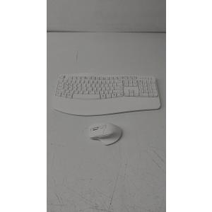 Wireless Keyboard and Mouse Combo, 2.4G Full Size Wave Keys Ergonomic Keyboard with Wrist Rest and 3-Level DPI Adjustable Wireless Ergonomic Mouse for Windows, Mac OS Desktop/Laptop/PC(White)