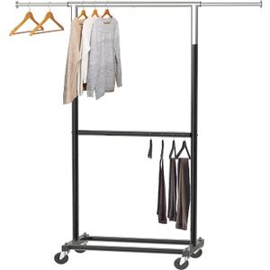 Simple Houseware Double Rod Garment Rack, Black