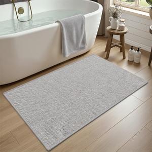 DEXI Bathroom Rug Non Slip Washable, 43x24 Ultra Thin Bath Mat, Grey