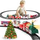 deAO Christmas Train Set Christmas Tree Train for Around The Tree, Christmas Toys Trains Toy with Lights,Sounds,4 Cars,12Tracks, Christmas Birthday Gifts for Kids Ages 3+