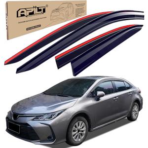 Outside-Mount Rain Guards Window Visors for 2020-2026 Toyota Corolla Sedan (NOT for Hatchback) Full-Size Wind Vent Deflectors Car Accessories Dark Smoke 4-Piece Set with Thicker