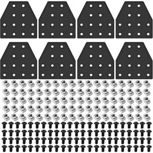 8pcs 2040 Corner Bracket T Shaped 12-Hole, 2040 Connector, 2040 Accessories for 2040 Extrusion Hardware Black