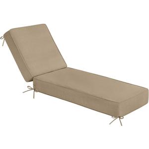 Sundale Outdoor Olefin Chaise Lounge Cushion, Water-Resistant Patio Lounge Chair Cushion, Thick Lounger Pad with 8 Straps Khaki, 80 x 26 x 6 Inches