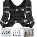 Zeerun Weighted Vest for Women & Men with Reflective Stripe and Adjustable Buckle, Comfortable & Durable Rucking Vest for Walking, Running & Strength Training, 30LBS-Black