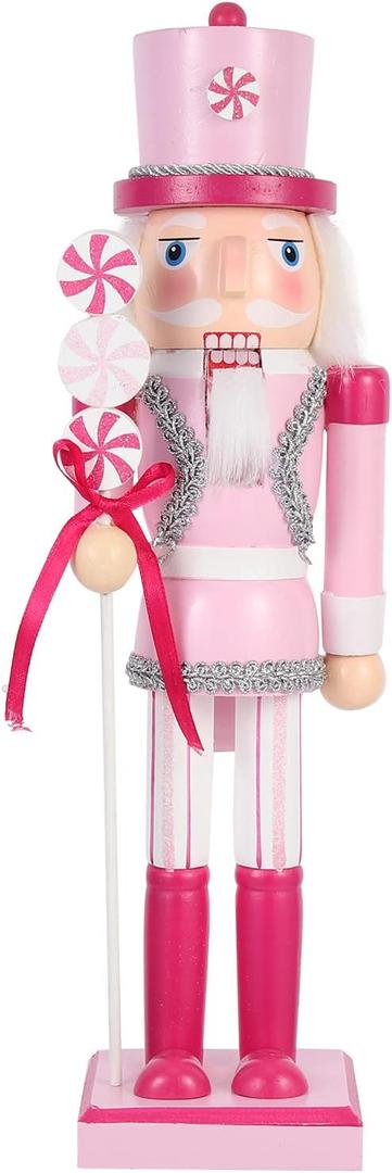 Christmas Nutcracker Decoration Pink Christmas Nutcracker Ornament Xmas Wooden Nutcracker Decor for Chrastmas
