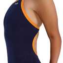 TYR Girls Hexa Diamondfit Swimsuit, Navy/Orange, 22