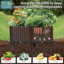 Rattan Raised Garden Bed with Legs-Rectangular Elevated Deep Planters for Outdoor Plants, Self Watering Planter Box 32"L x 16"W x 20"H, Rectangular Deep Garden Bed for Vegetables, Flowers, Herbs