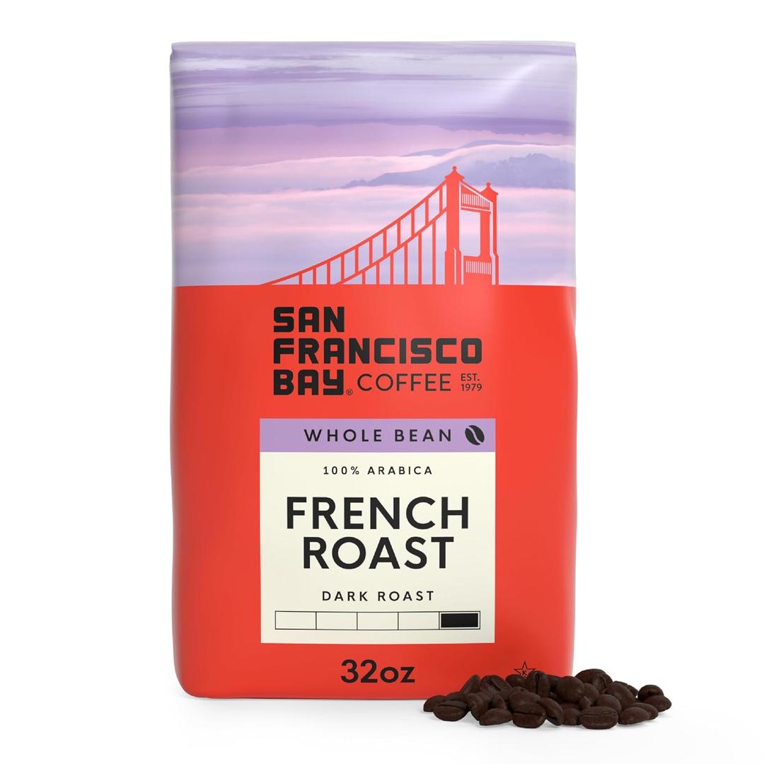 San Francisco Bay Coffee - Dark Roast Whole Bean Coffee - French Roast (2 lb bag) (EXP 04/13/26)