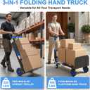 3-in-1 Folding Hand Trucks, 500lbs Convertible Dolly, Dolly Cart with Wheels Heavy Duty, Moving Cart with Retractable Handle, Collapsible Trolley for Moving Office/Home/Warehouse/Boxes/Cartons (Blue)