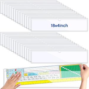 Chinco 30 Pcs Self Adhesive Pockets, Bin Labels for Storage Bins, Clear Pocket Label Sleeves, Plastic Index Card Holder with Top Open for Organizing Bins Box Drawer(18 x 4 Inches)