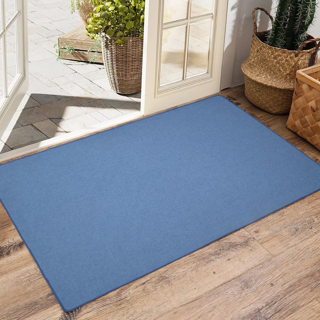 Yancorp 2.46'X4' Ultra Thin Large Bathroom Rugs,Kitchen Outdoor Big Bath Rug,Fit Under Door Mat Entrance, Non Slip,Machine Washable Shower Rug,