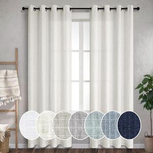 Off White 108 Inches Long Curtains for Living Room 2 Panel Set Rustic Textured Opaque Light Filtering Semi Sheer Linen Farmhouse Window Treatments for Sliding Glass Door Cream Ivory Boho Decor 9FT