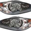 Halogen Headlight Assembly Compatible with Prostar 2008 2009 2010 2011 2012 2013 2014 2015 2016 Gray Driver Passenger Side Front Headlamps Replace 3596015C93 3596016C93