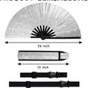 Glitter Large Rave Folding Clack Hand Fan with Holster for Men Women Handheld Fan for Festivals,Halloween,Rainbow Outfits,Disco Party,EDM,Burlesque,Drag Queen for Rave Accessories