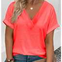 SOLY HUX Women's Plus Size V Neck Short Sleeve T-Shirts Basic Tees Casual Summer Tops Solid Orange X-Large Plus (Red, XL)