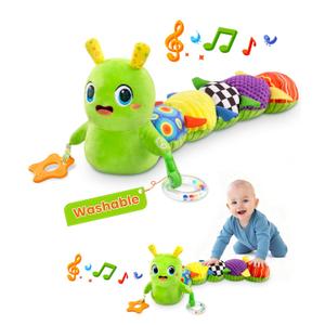Baby Toys 0-6 Months, Washable Baby Musical Caterpillar Toys with 10 Children's Songs,Rattles,Teething Toys,Suitable for 0-6, 6-12 Months Infant Tummy Time Toy,Newborn Baby Boy&Gril Toy(Green)