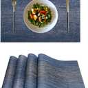 Placemats,PlasticVinyl Washable Heat-Resistant Durable PVC Non-Slip Woven for Kitchen Dining Table Mats (Set of 4, Navy)