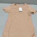 4 Pack Women's Maternity Shirts Ribbed Knit Short Sleeve Pregnancy Tops Crew Neck Tunic Tees Casual Summer Clothes (Apricot, Khaki, Coffee, Black)