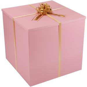 Extra Large Gift Box with Lid 28x28x28 Inches, Pink Big Gift Box for Gender Reveal, Giant Gift Boxes with Lids for Presents Packaging for Birthday Surprise, Christmas, Anniversaries, Wedding Party, Pink