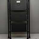 HBTower Step Ladder with Handrails, Folding Step Stool with Attachable Tool Bag & Anti-Slip Wide Pedal for Home Kitchen Pantry Office, Black