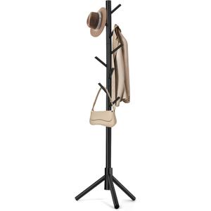 Coat Rack, Freestanding Coat Rack with 8 Hooks and 3 Adjustable Size Tree Coat Racks for Bedroom, Hallway, Entrance, Office, for Hats, Coats, Scarves, Handbags (Black)
