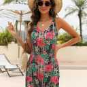 LUKYCILD Womens Swimwear Cover Ups Crochet Tank Dress Swim Suit Coverup (Pink, XL)