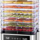 Food Dehydrator Machine, 8 Stainless Steel Trays Food Dehydrator with 48H Digital Adjustable Timer & Temperature Control, Dehydrators for Jerky, Fruit, Veggies, Meat, Herbs, Dog Treats, Black