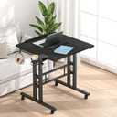 Klvied Height Adjustable Mobile Standing Desk, Tiltable Laptop Desk with Cup Holder & Hook, Portable Rolling Desk with Lockable Casters, Home Office Workstation for Standing/Sitting, Black