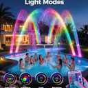 Solar Pool Fountain with Lights, Dual Power LED Waterfall (White) | Dual Power Solar and Type-C, 6000mAh Battery, 10 Colors, 40 Modes, Above Ground and Inground Pools, IP68 Housing