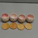 4 Pack Pink Small Ceramic Succulent Plant Pots with Drainage Holes & Bamboo Trays, Set of 4 Mini Drill-Shaped Planters for Home, Office, or Gifts 