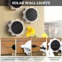 Solar Ground Lights Outdoor Waterproof, 4 Modes LED Round Lights (2 Pack) - for Garden Pathway, Yard, Deck, Wall - Warm White