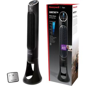 Honeywell QuietSet Whole Room Tower Fan, Oscillating Tower Fan with Remote, Black, HYF290B