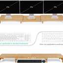 Nnewvante Monitor Stand Riser, 60 inch Large Bamboo Dual Monitor Stand for Desk, 3 Shelves Desktop Screen Riser with Adjustable Length Angle for Computer Laptop PC