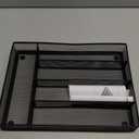 JANE EYRE Utensil Drawer Organizer, Cutlery Tray Silverware Flatware Storage Divider for Kitchen, Mesh Wire with Non-slip Foam Feet, 5 Component, Black