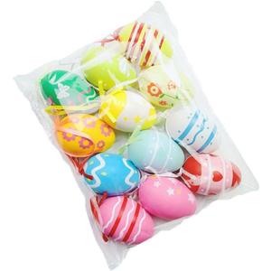 12Pcs Easter Hanging Eggs Colorful Plastic Easter Eggs Easter Hanging Ornaments Easter Decoration, Easter Egg Treefor Easter Decoration