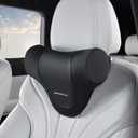 Coverado Car Headrest Pillow, Ergonomic Memory Foam Car Neck Pillow for Driving Seat with Adjustable Strap, Soft PU Leather Breathable Removable Cover Neck Support for Neck Pain Relief (Black)