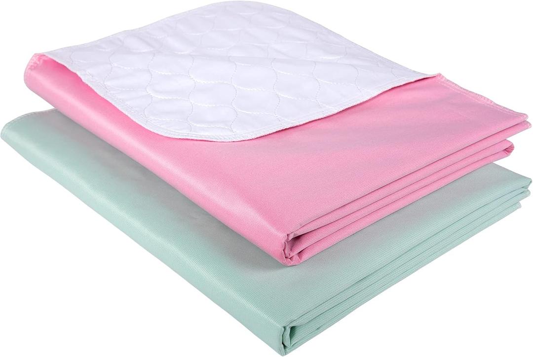 Waterproof Urinal Bed Pad, Brosive Reusable Cotton Sheet Protector and Incontinence Pad for Children and Adults (34" x 52" Inch (2 Pack)