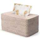 Rattan Tissue Box Cover Square, Hand Woven Wicker Tissue Holder, 5.5 x 5.5 X 5.7 inch, Whitewash